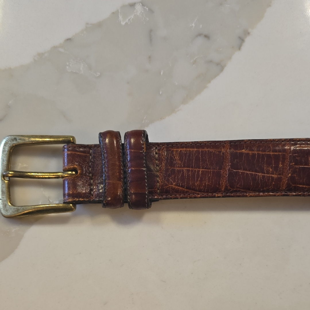 Elegant Brown Crocodile Pattern Mens Belt